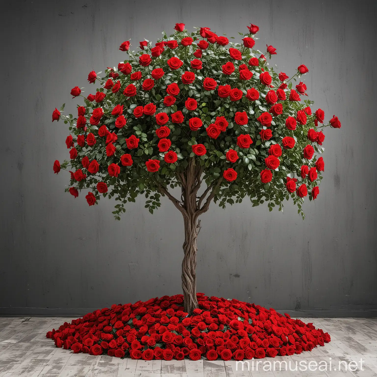 TwoMeter Red Rose Tree with White Background