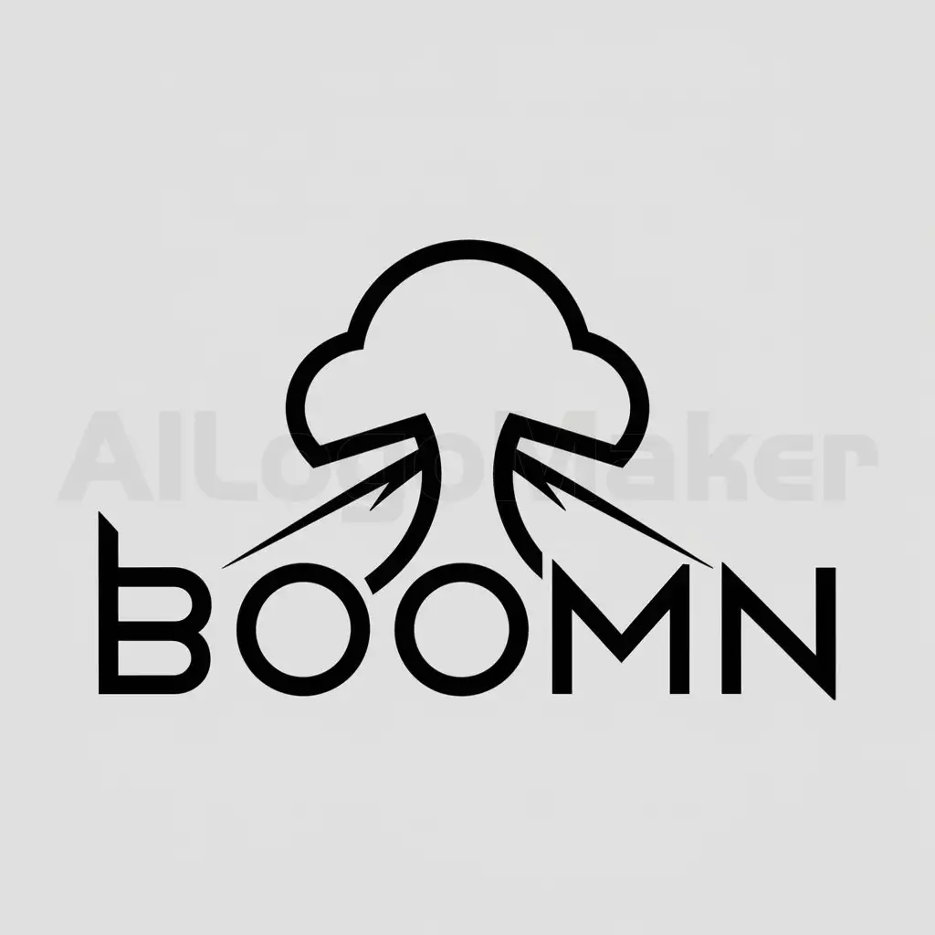 a logo design,with the text "Boomn", main symbol:Mushroom cloud from nuclear explosion,Minimalistic,clear background