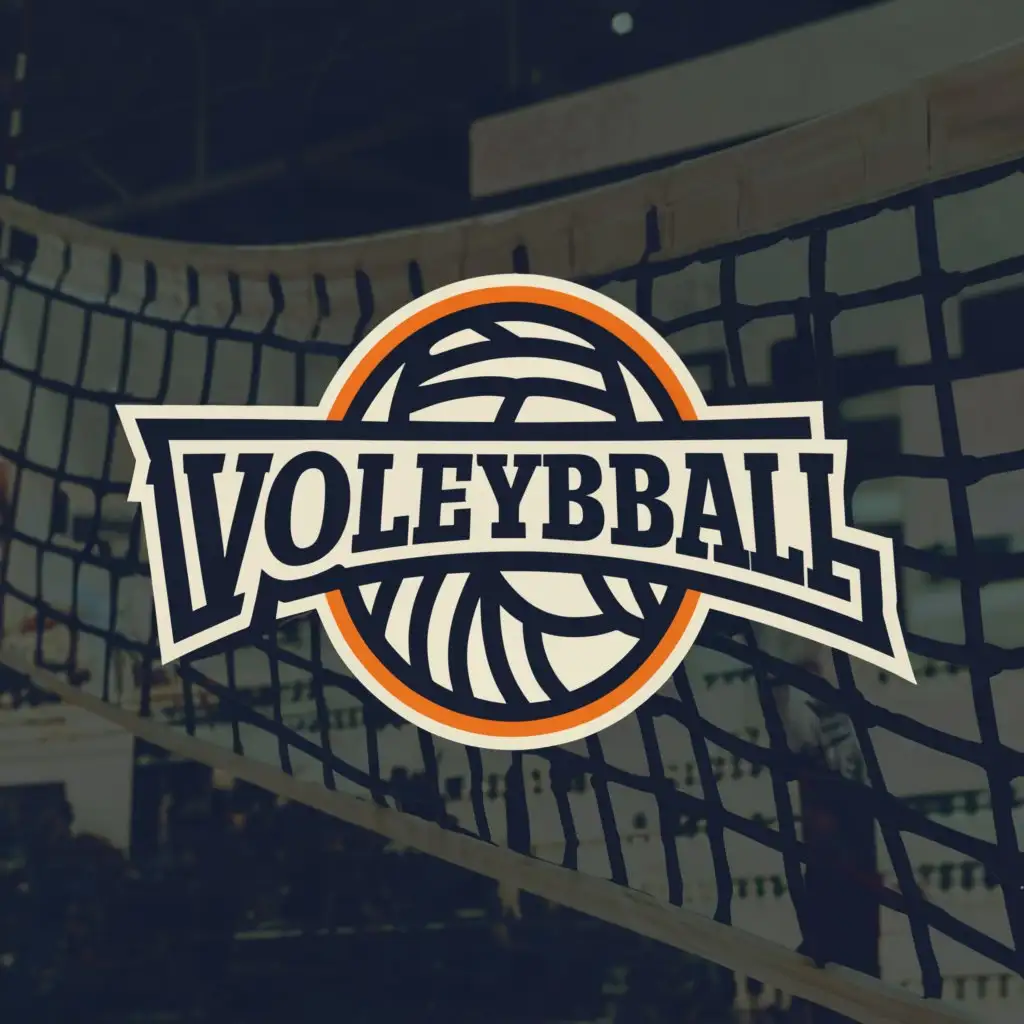 a logo design,with the text "VOLLEYBALL", main symbol:volleyball ball, volleyball net, street volleyball court,complex,clear background