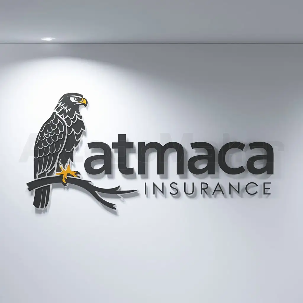 a logo design,with the text "ATMACA INSURANCE", main symbol:Hawk,Moderate,be used in Insurance Agency industry,clear background