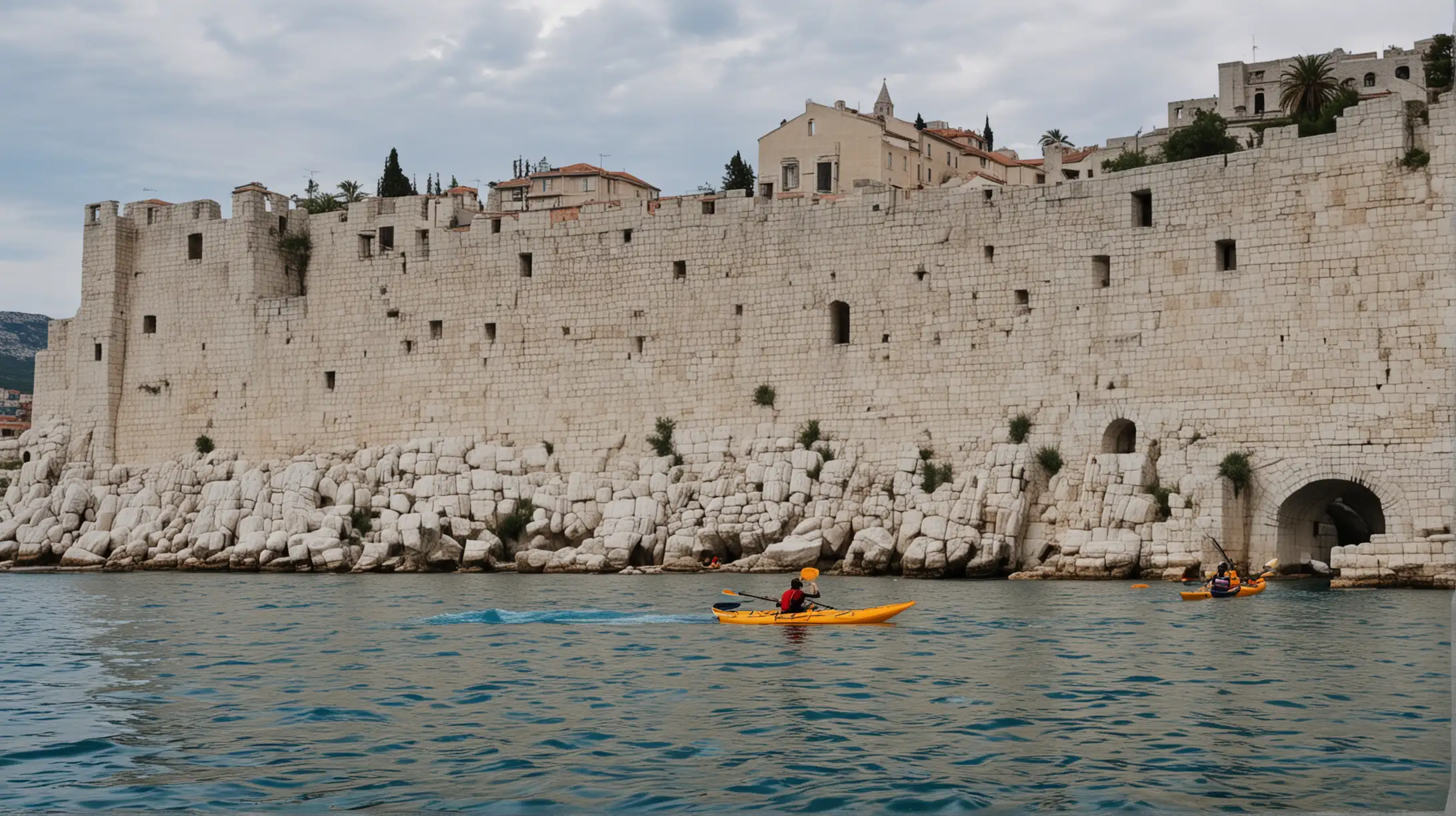 scene, kayaking around ancient city walls in split Croatia
