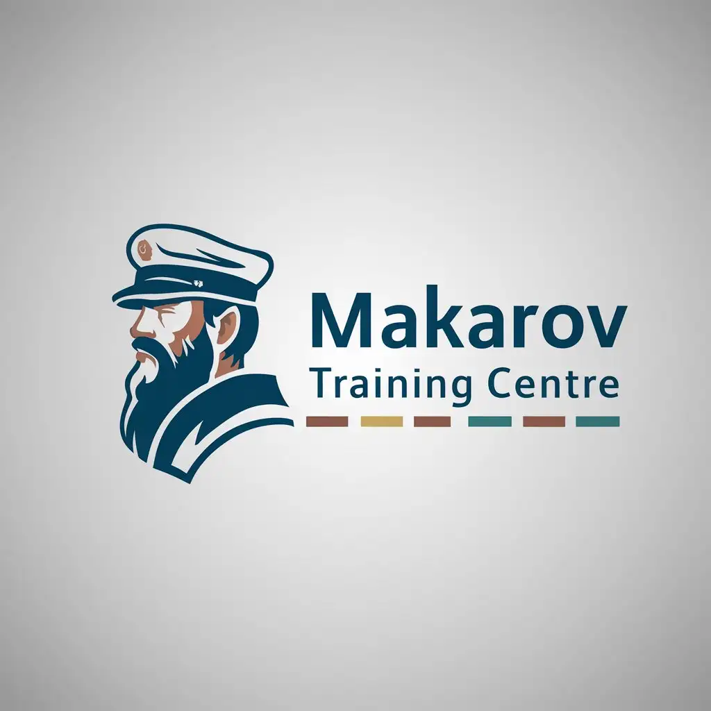 LOGO-Design-For-Makarov-Training-Centre-Captain-Profile-with-Beard-and-Cap-Emblem