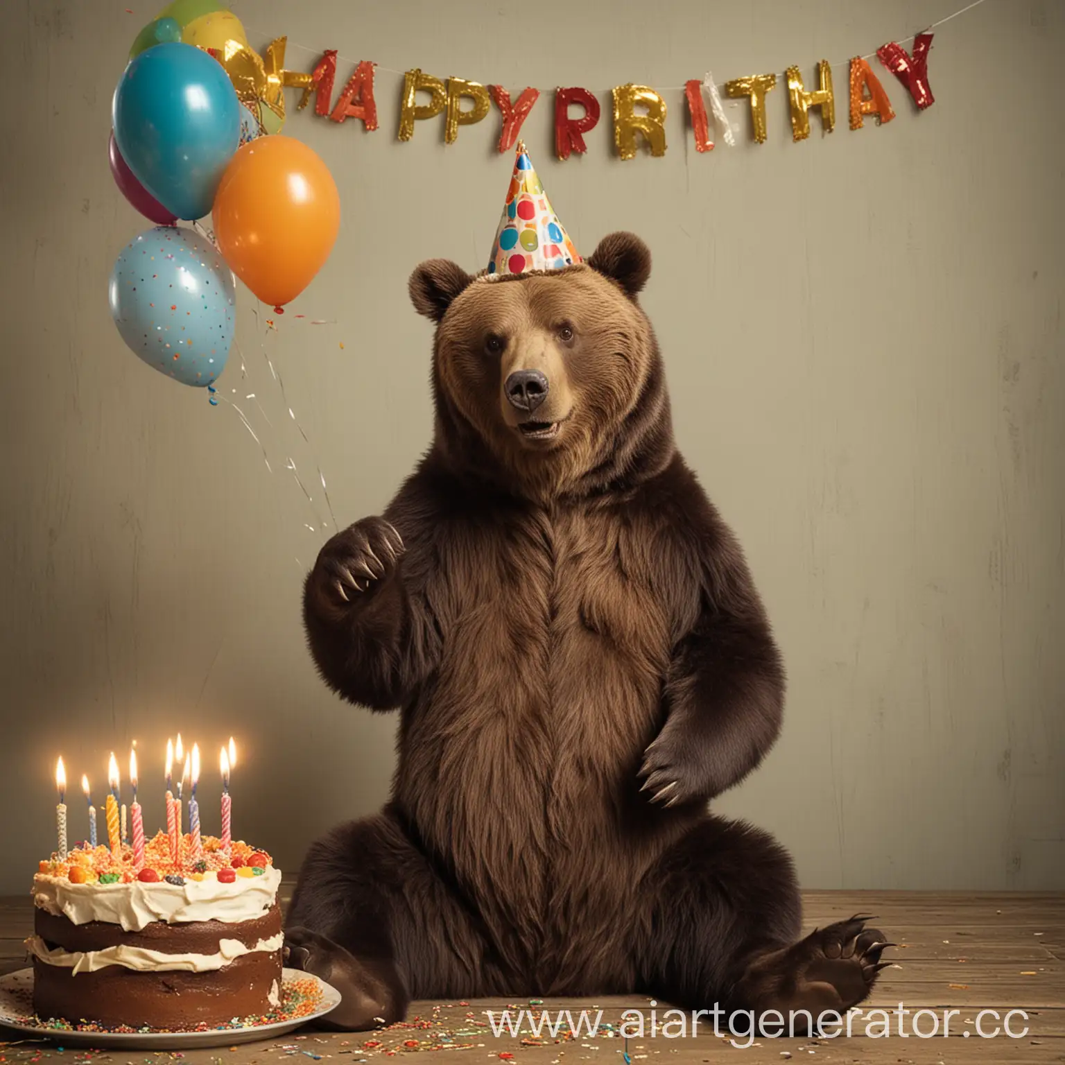 The bear celebrates his birthday