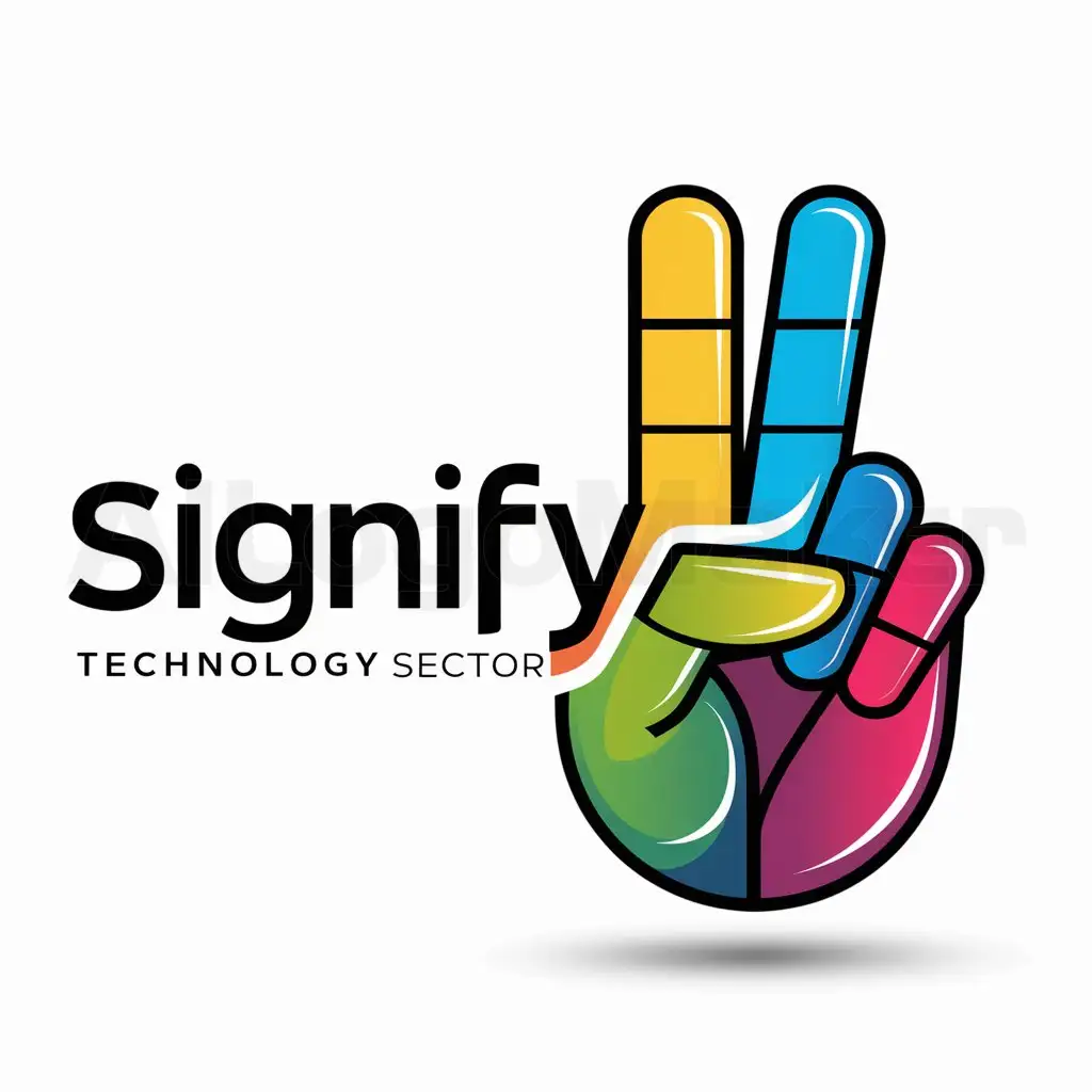 a logo design,with the text "Signify", main symbol:gesture and hangman, colorful,complex,be used in Technology industry,clear background
