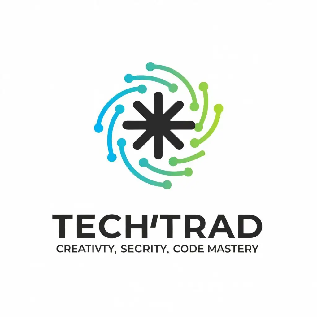 a logo design,with the text "TechTriad: Creativity, Security, Code Mastery", main symbol:Spiral with coding,Moderate,clear background