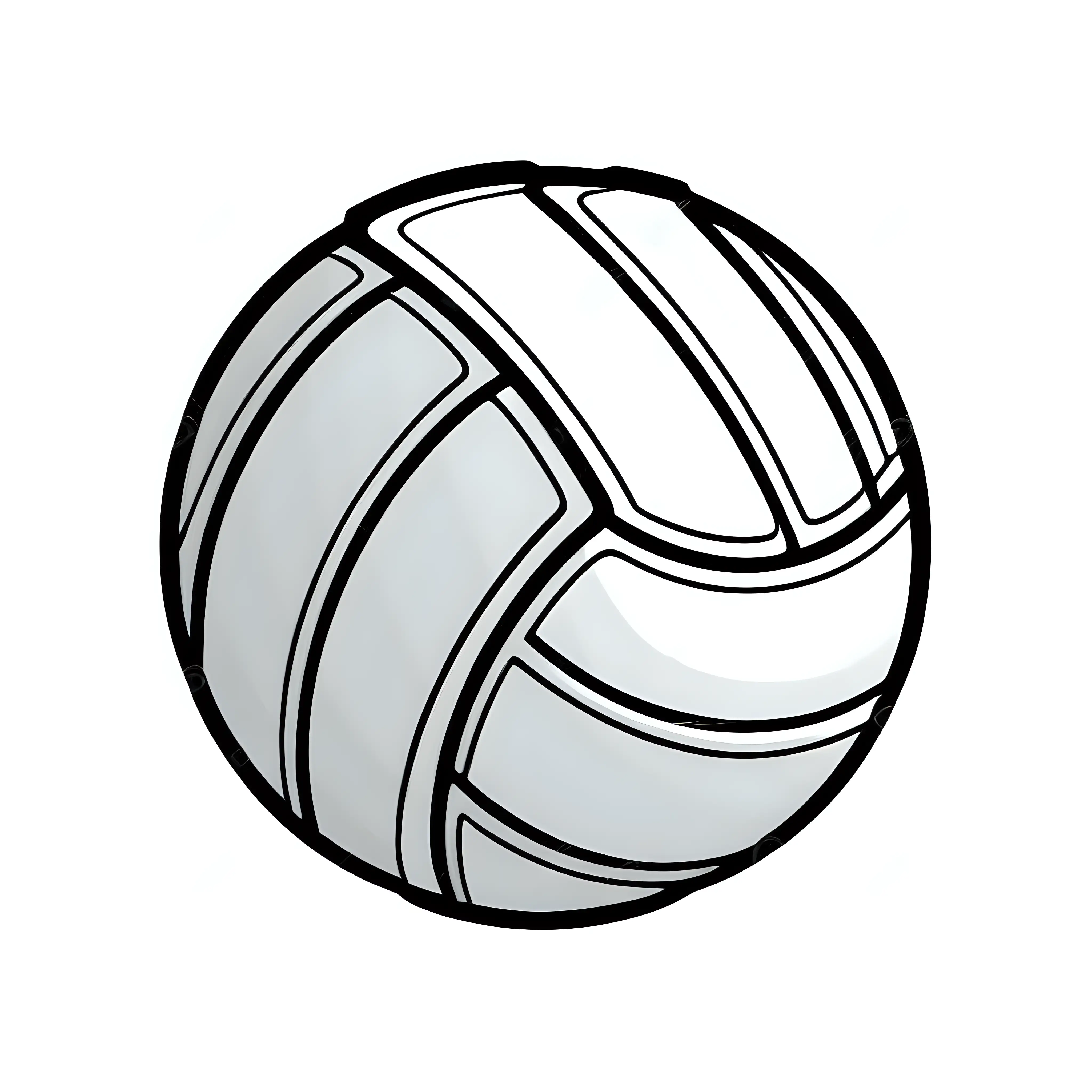 Simple Cartoon White Volleyball Ball Sticker on White Background