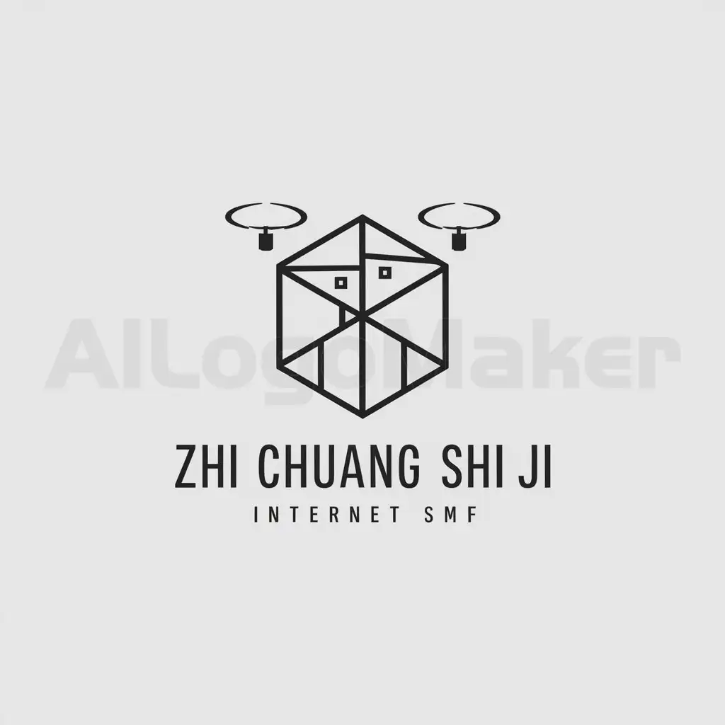 a logo design,with the text 'Zhi Chuang Shi Ji', main symbol:without flight drone three dimensional model village,Minimalistic,be used in Internet industry,clear background