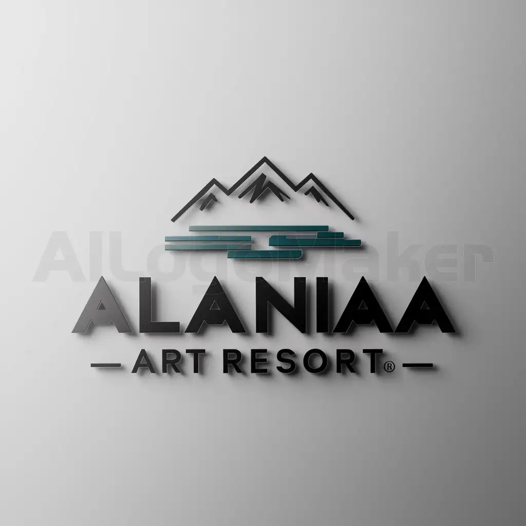 a logo design,with the text "Alania Art Resort", main symbol:Lake, mountains
,Moderate,be used in hotel industry,clear background