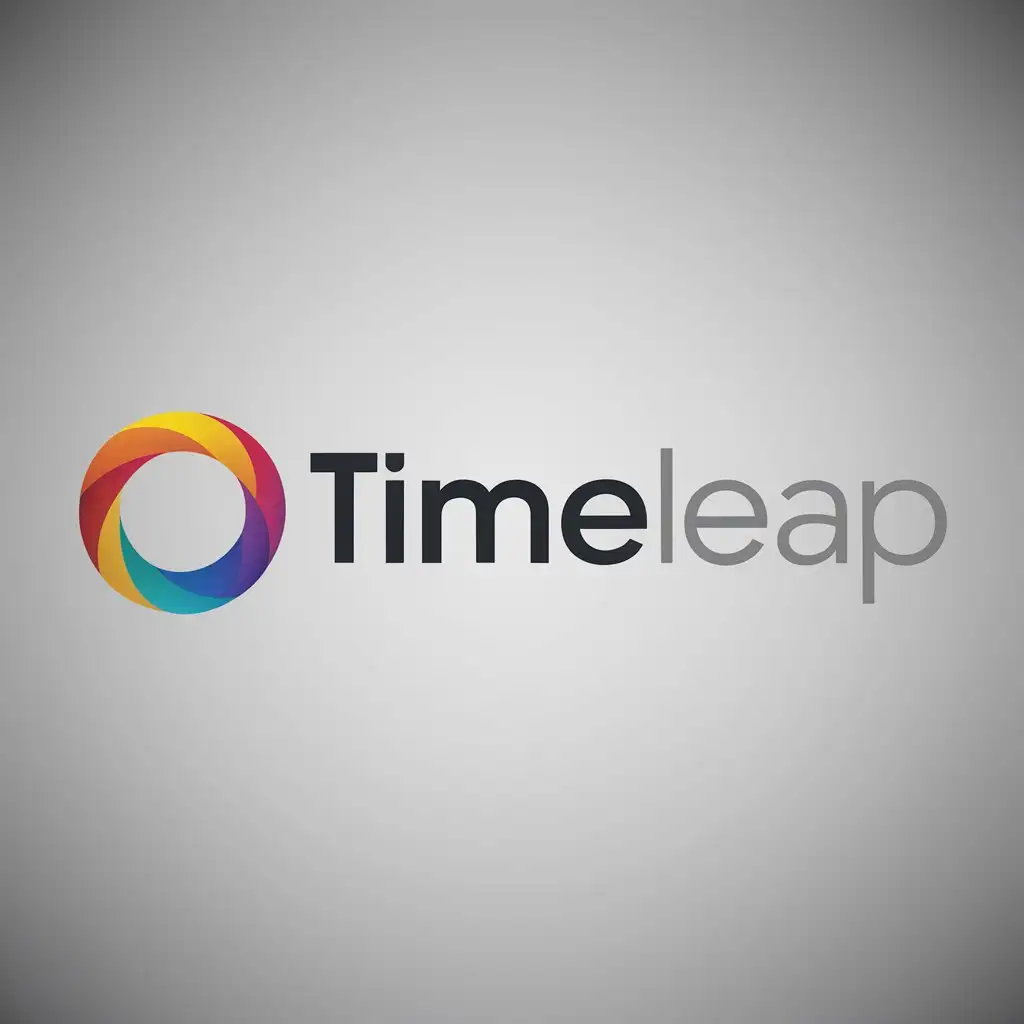 a logo design,with the text "TimeLeap", main symbol:abstract gradient color,Moderate,be used in IT industry,clear background