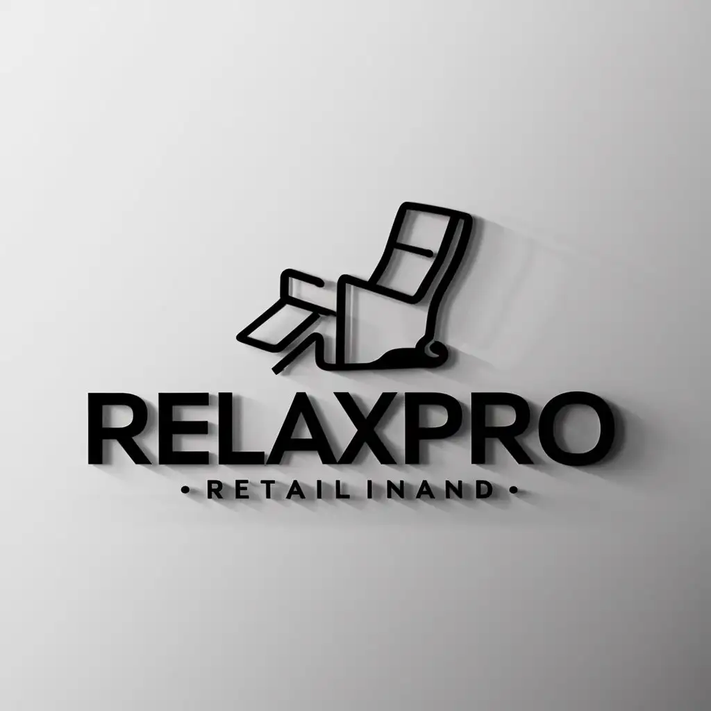 a logo design,with the text "RelaxPro", main symbol:a logo design,with the text 'RelaxPro', main symbol:recliner,complex,be used in Retail industry,clear background,complex,be used in Retail industry,clear background