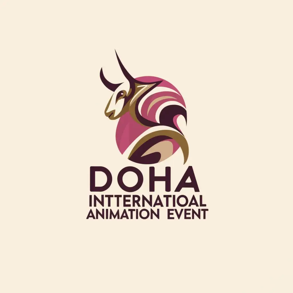a logo design,with the text "Doha International Animation Event", main symbol:Qatar Arabic Art Middle East Animation goat,Moderate,be used in event industry,clear background