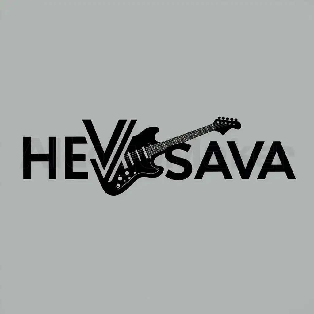 a logo design,with the text "Hevisava", main symbol:Electroguitar,Moderate,clear background