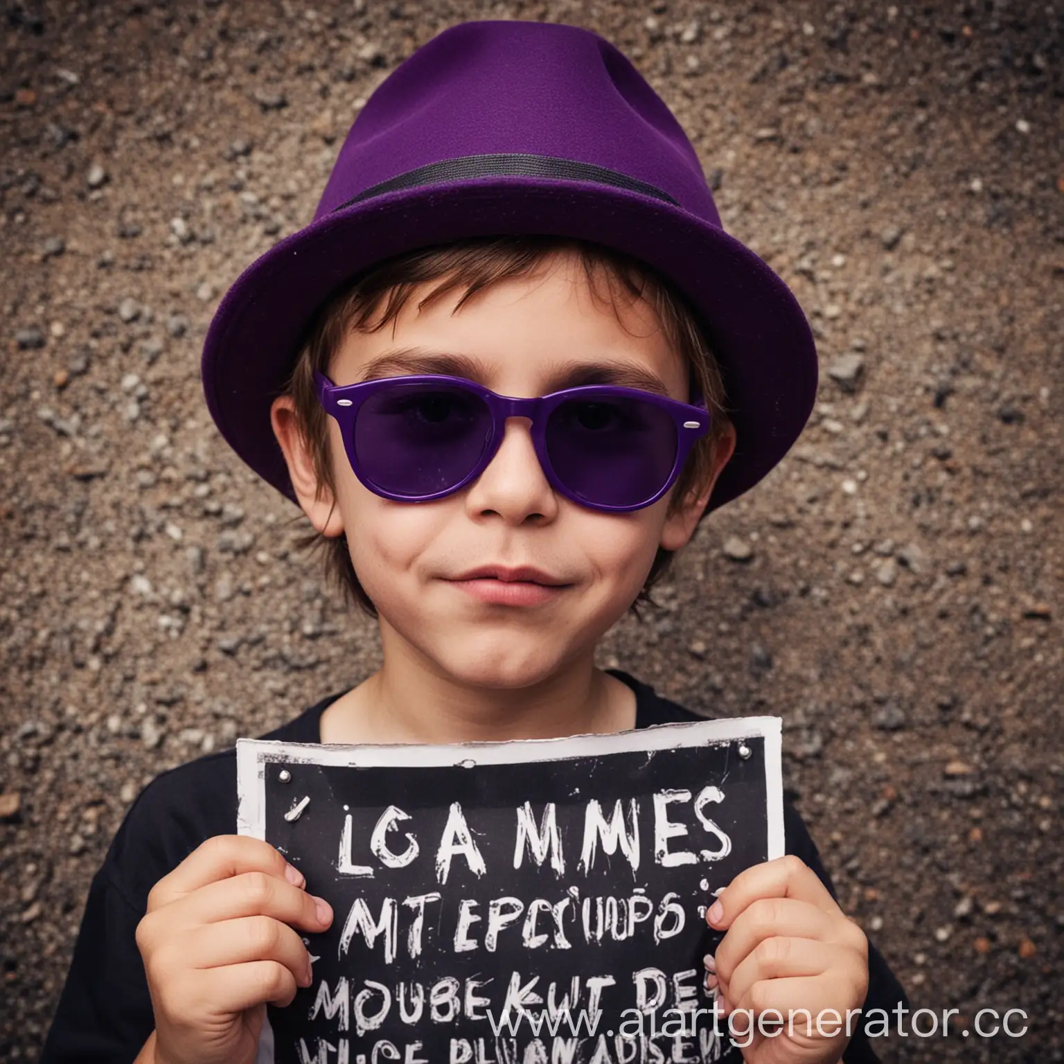 Boy-in-Purple-Hat-with-Dark-Sunglasses-Making-Grimace-Sign