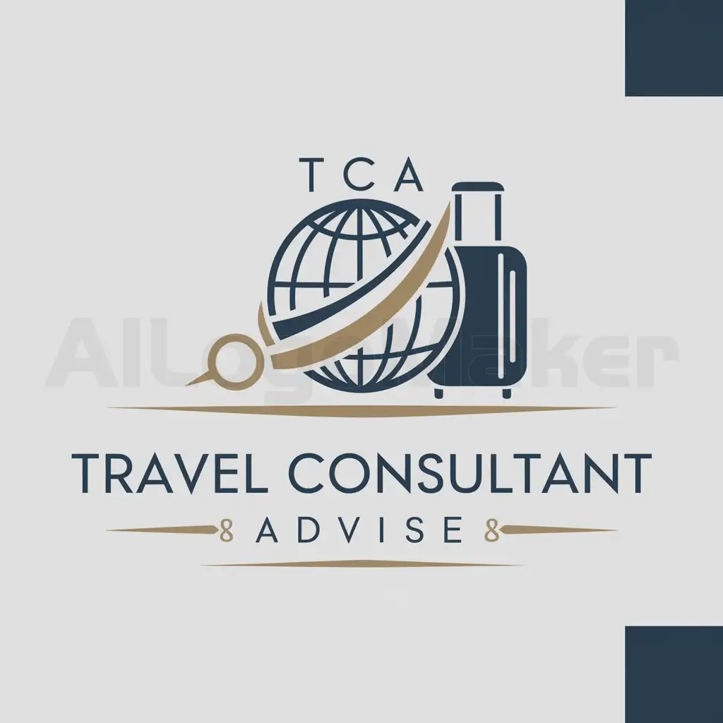 a logo design,with the text "Travel Consultant Advises", main symbol:Design a logo that incorporates elements related to travel and consulting. Perhaps include a globe, a compass, or a suitcase with the initials 'TCA' (Travel Consultant Advises). Choose colors that evoke trust, professionalism, and a sense of adventure.,complex,be used in Travel industry,clear background