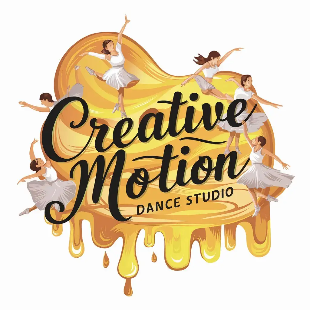 Vibrant Summer Dance Logo Creative Motion Dance Studio with Melting Butter Theme
