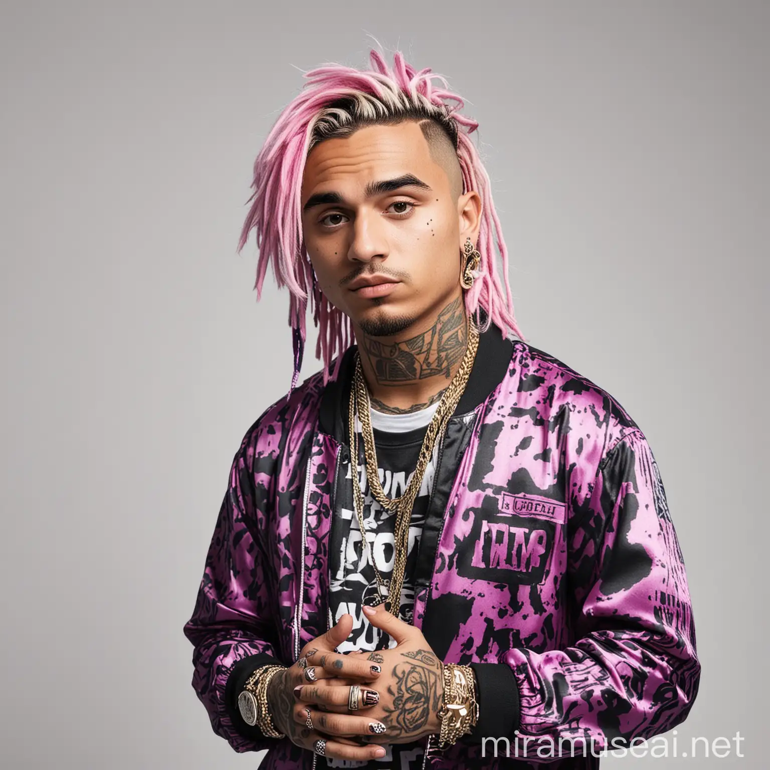 Lil Pump Poses on Clean White Background for Vibrant Portrait