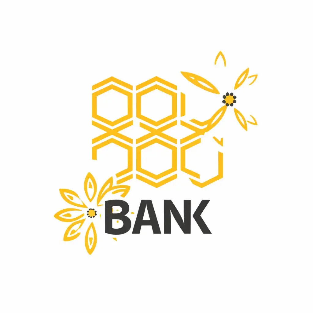 a logo design,with the text "bank", main symbol:honeycomb flowers,Minimalistic,be used in Finance industry,clear background