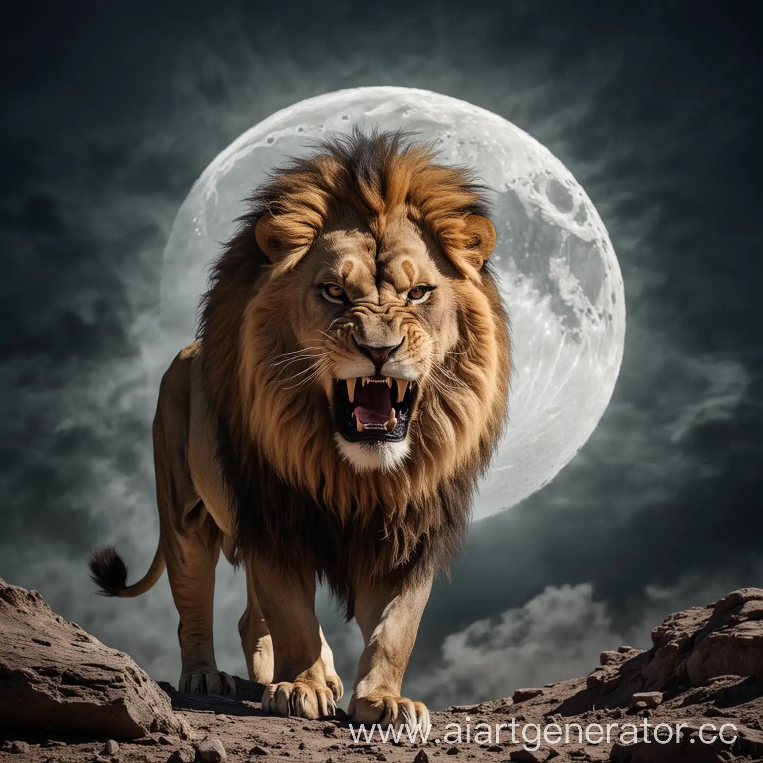 Angry-Lion-Silhouetted-Against-the-Moon