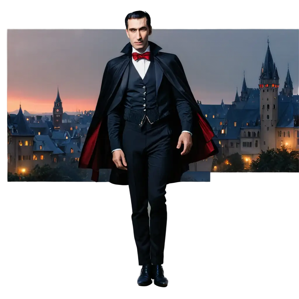 modern Dracula in a fancy town, 4k , dim sunset