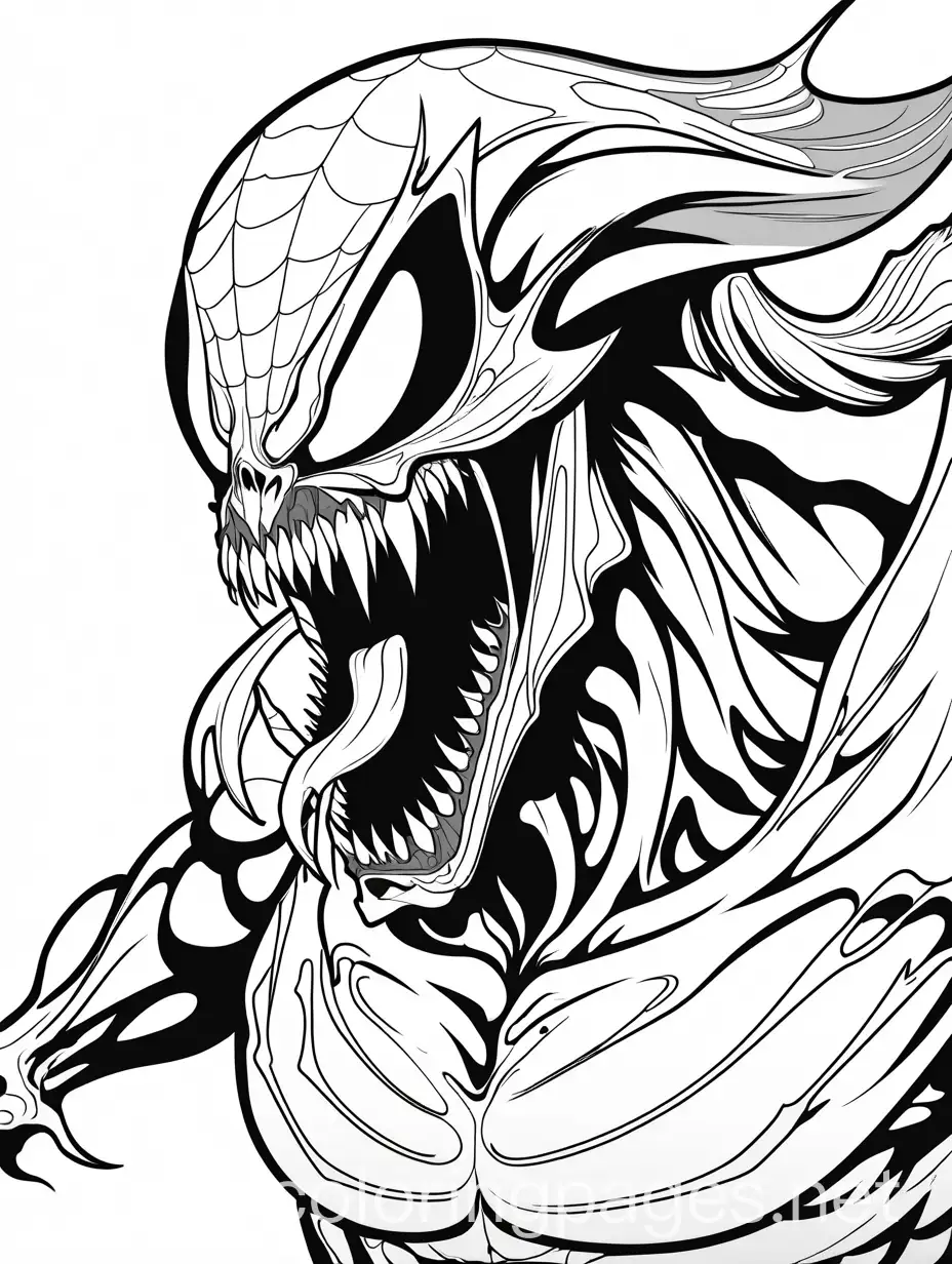 zombie venom
, Coloring Page, black and white, line art, white background, Simplicity, Ample White Space. The background of the coloring page is plain white to make it easy for young children to color within the lines. The outlines of all the subjects are easy to distinguish, making it simple for kids to color without too much difficulty
