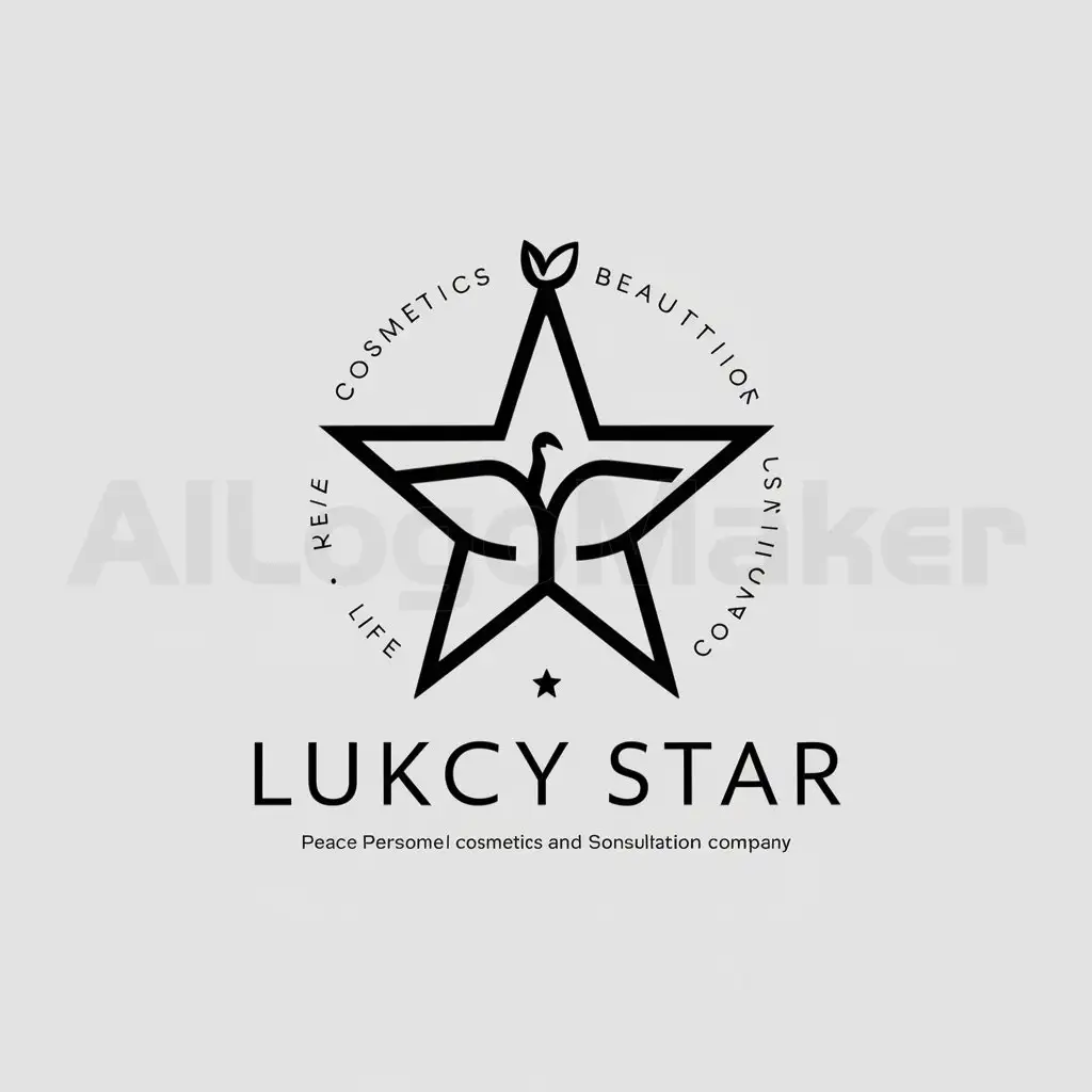 a logo design,with the text "Lukcy Star", main symbol:peace personnel cosmetics beauty consultation life,Moderate,clear background