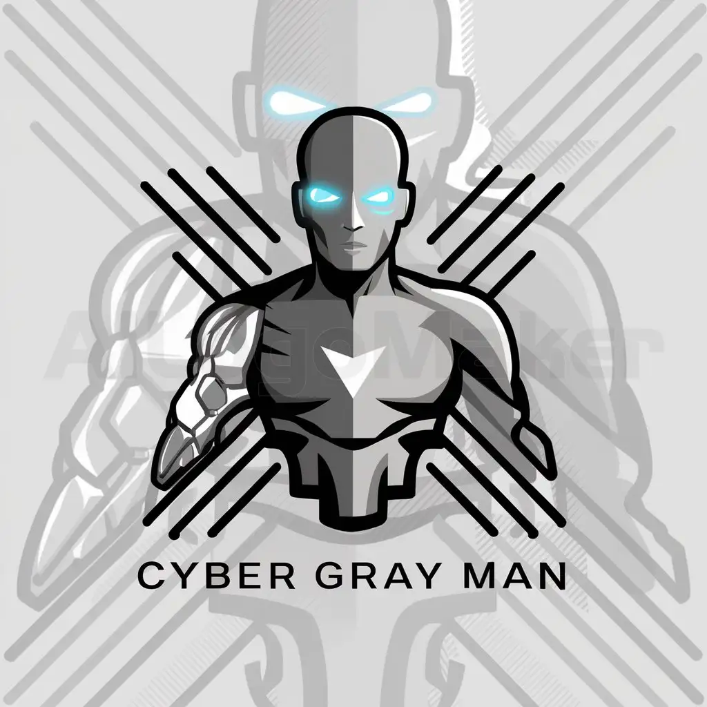 a logo design,with the text "Cyber Gray Man", main symbol:Cyber Gray Man,complex,clear background