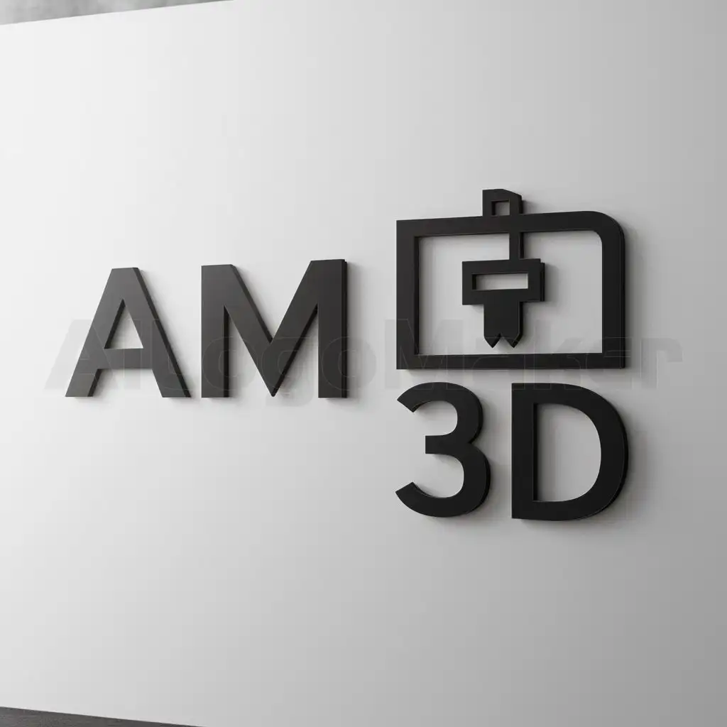 a logo design,with the text "AM 3D", main symbol:3d printing and customization,Moderate,clear background