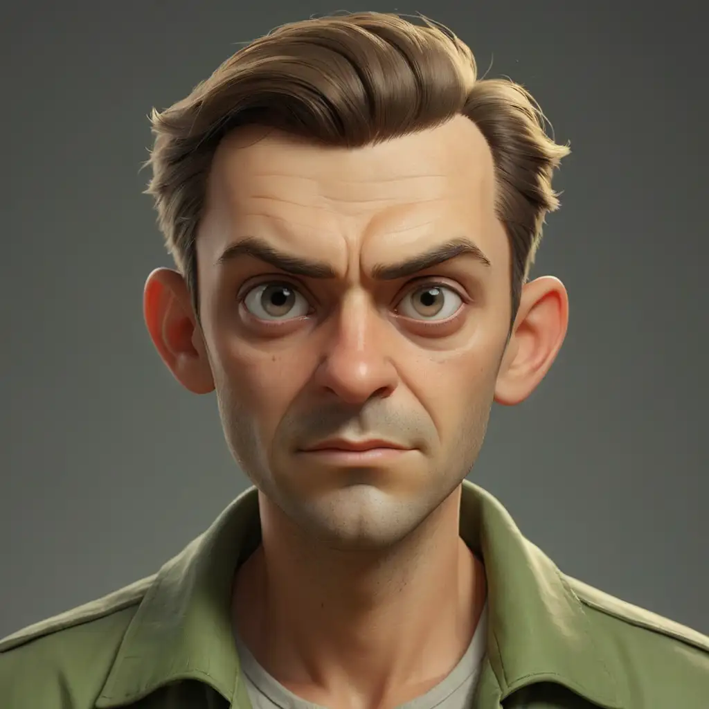 Realistic 3D Animation of Mikhail Kuzmin with Brushed Back Short Hair and FrogLike Eyes