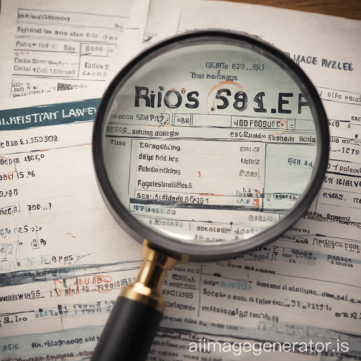 A magnifying glass showing hidden fees in a thick invoice