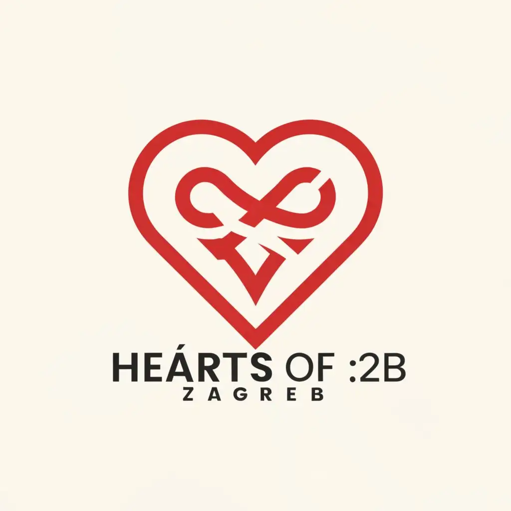 a logo design,with the text "Hearts of Zagreb", main symbol:Herz Zagreb,Minimalistic,clear background