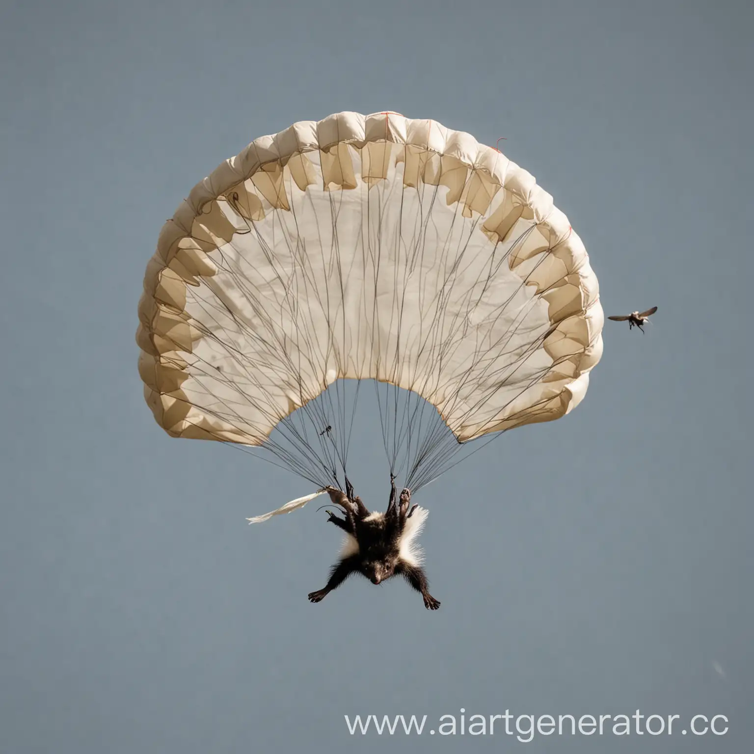 Skunk-Flying-on-Parachute-in-Blue-Sky-Adventure