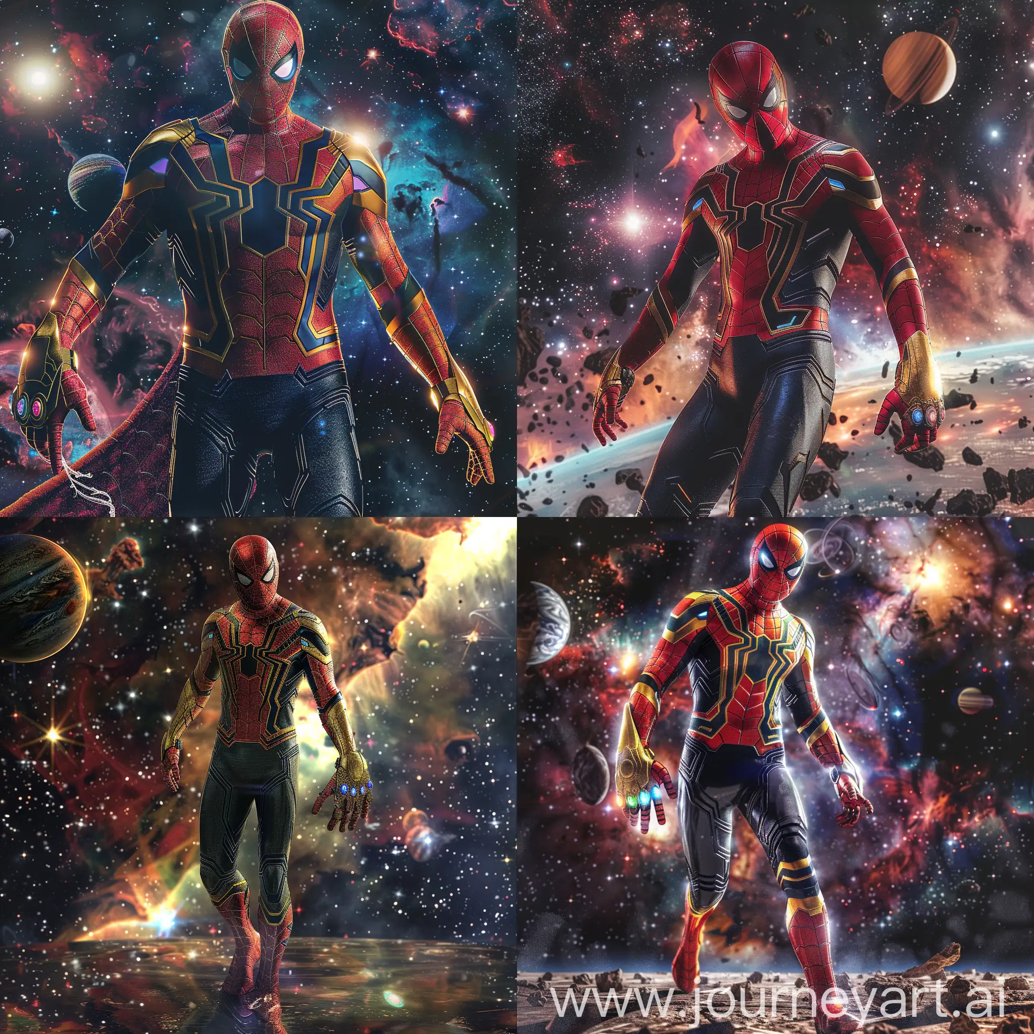 SpiderMan-Wielding-Thanos-Gauntlet-in-Cosmic-Space-Walk