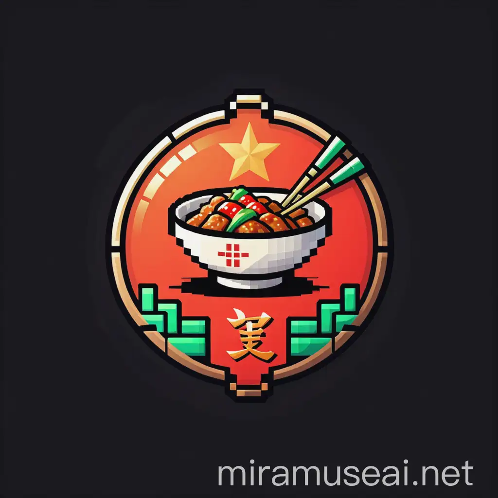 Logo for chinese restaurant web application. Pixel art
