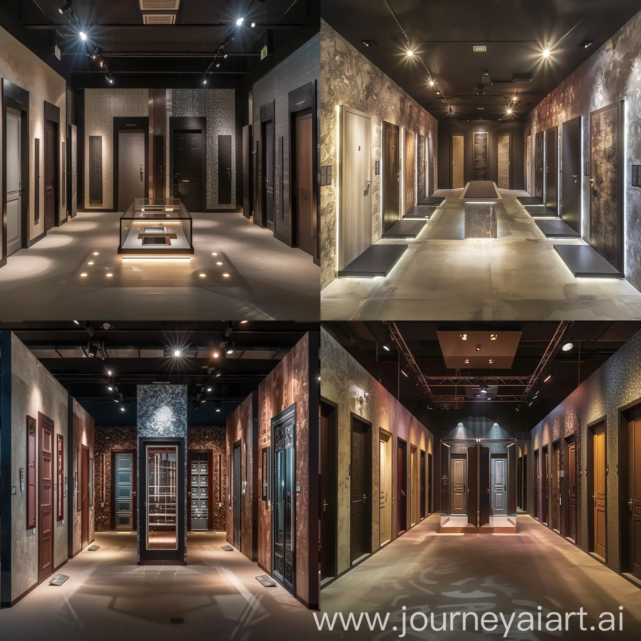 Bright-and-Dark-Interroom-Doors-Display-in-Spacious-Showroom