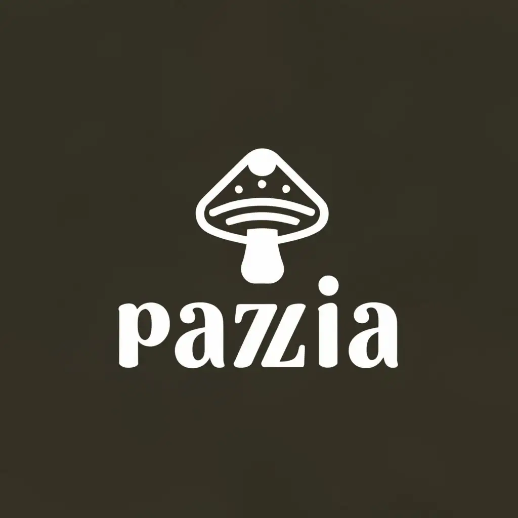 a logo design,with the text "Pazia", main symbol:Mushroom,Minimalistic,be used in Vegan Food App industry,clear background