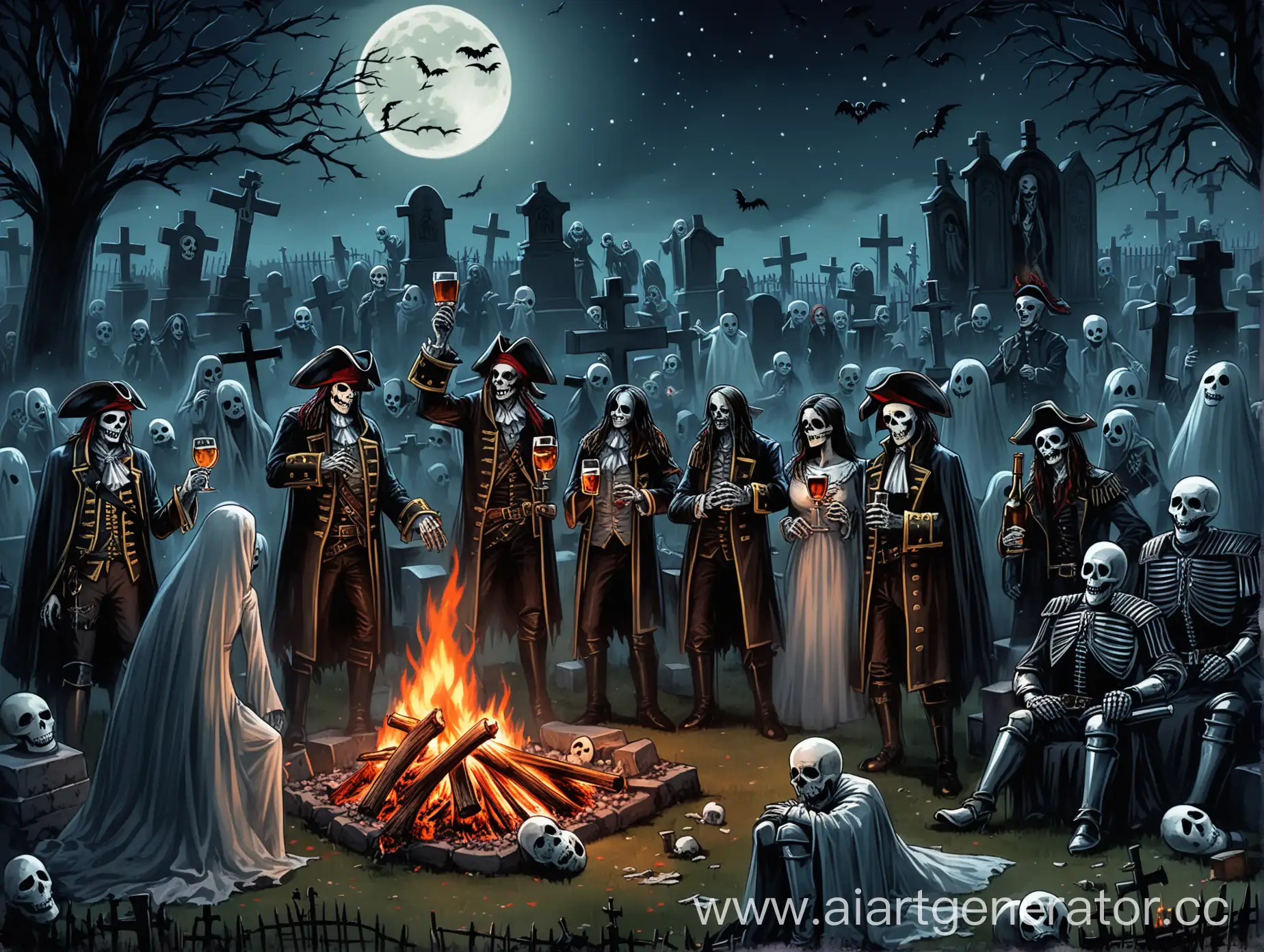 Gathering-of-Spirits-Midnight-Revelry-Around-Cemetery-Bonfire