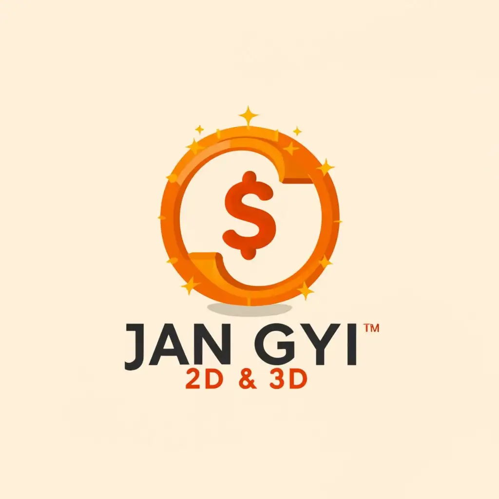 a logo design,with the text "Jan Gyi 2D & 3D", main symbol:coin symbol, dollar symbol,Moderate,clear background