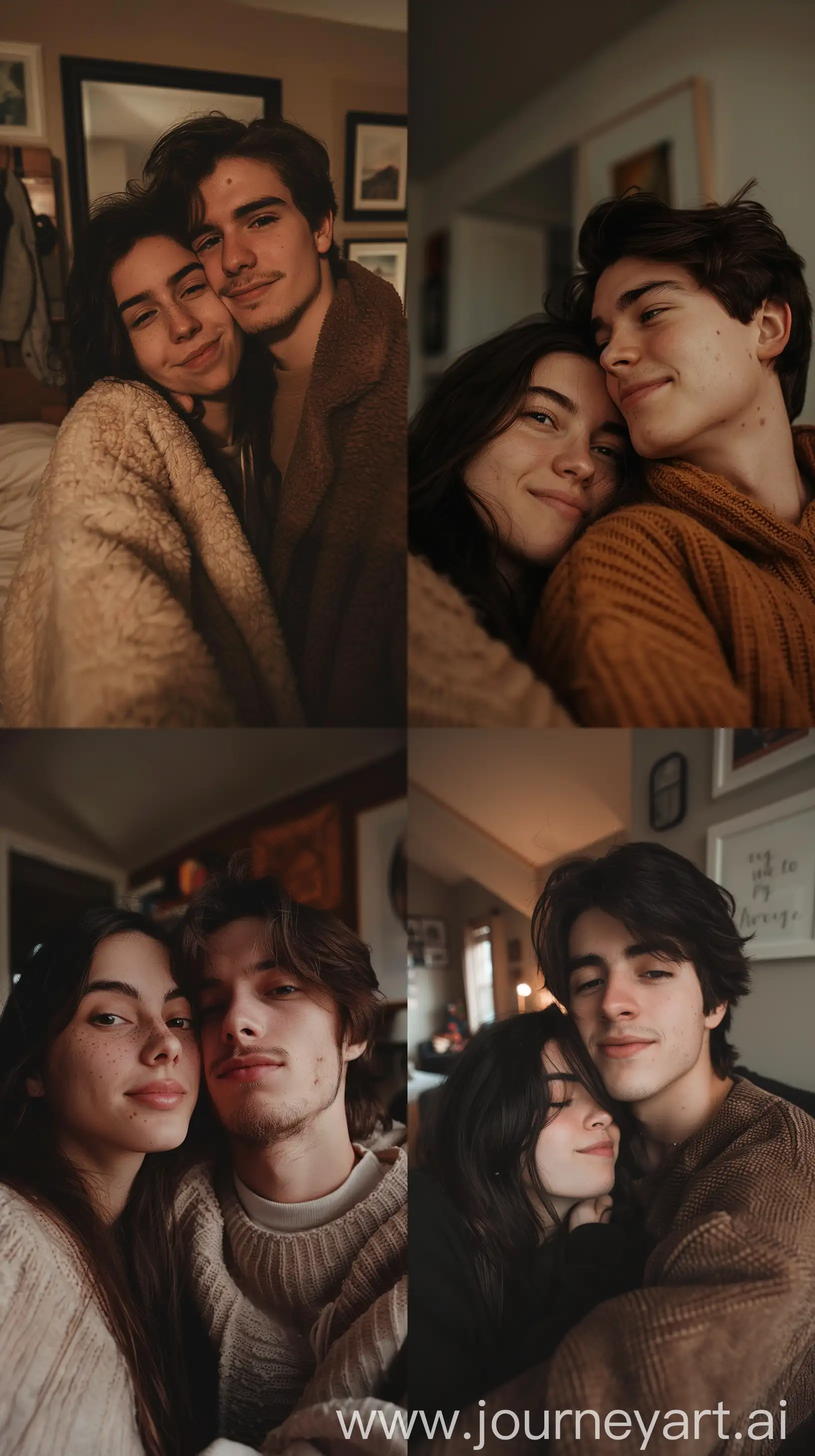 Cozy-Aesthetic-Female-Couple-Selfie-in-Dark-Brown-Tones