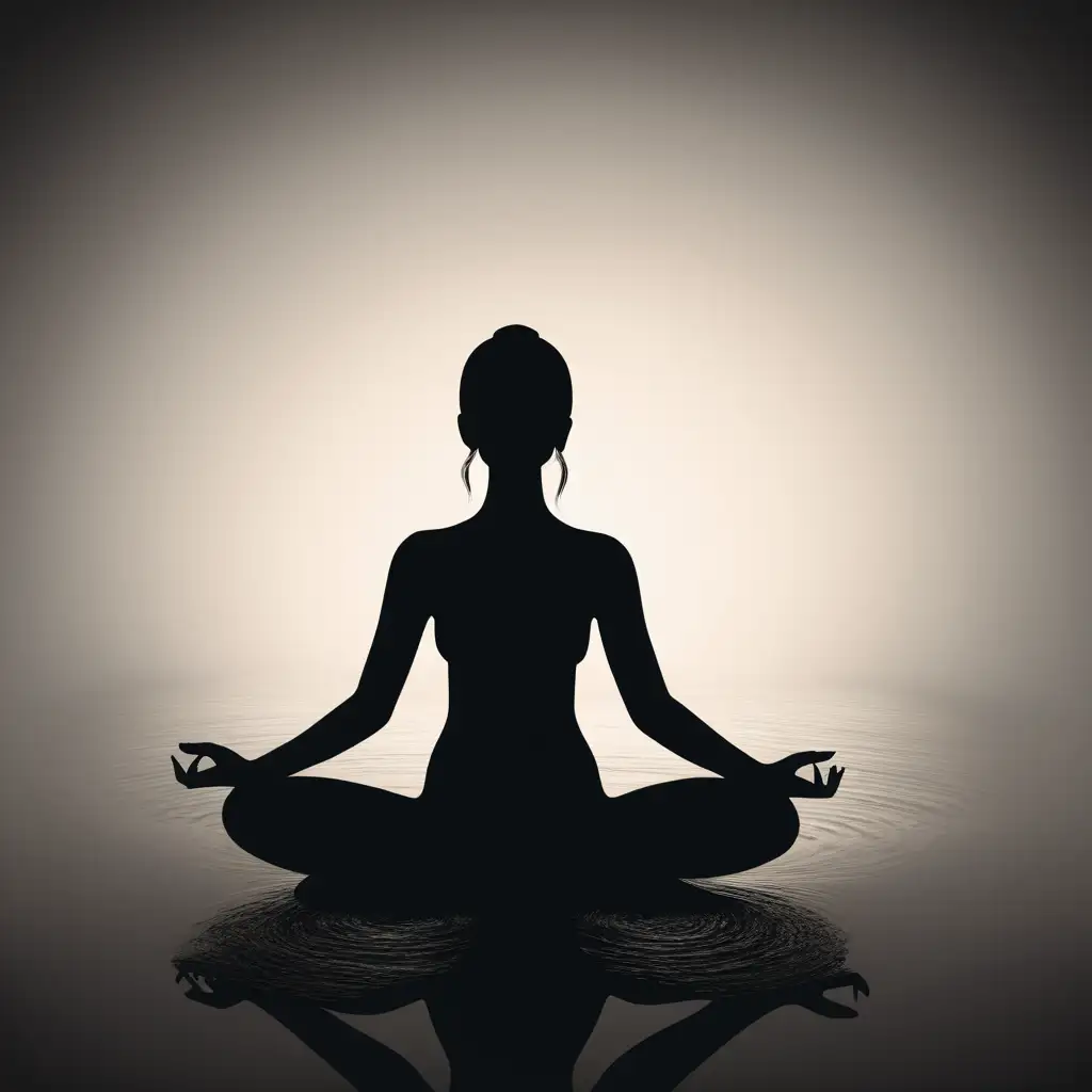 Serene Woman Meditating in Lotus Position Silhouette