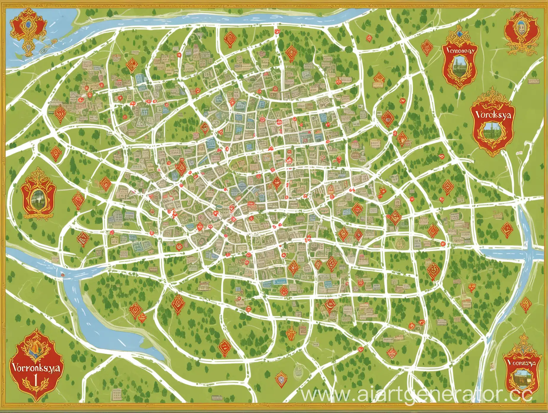 Карта для настольной игры бродилки по мотива карты города россошь воронежской области с указанием улиц