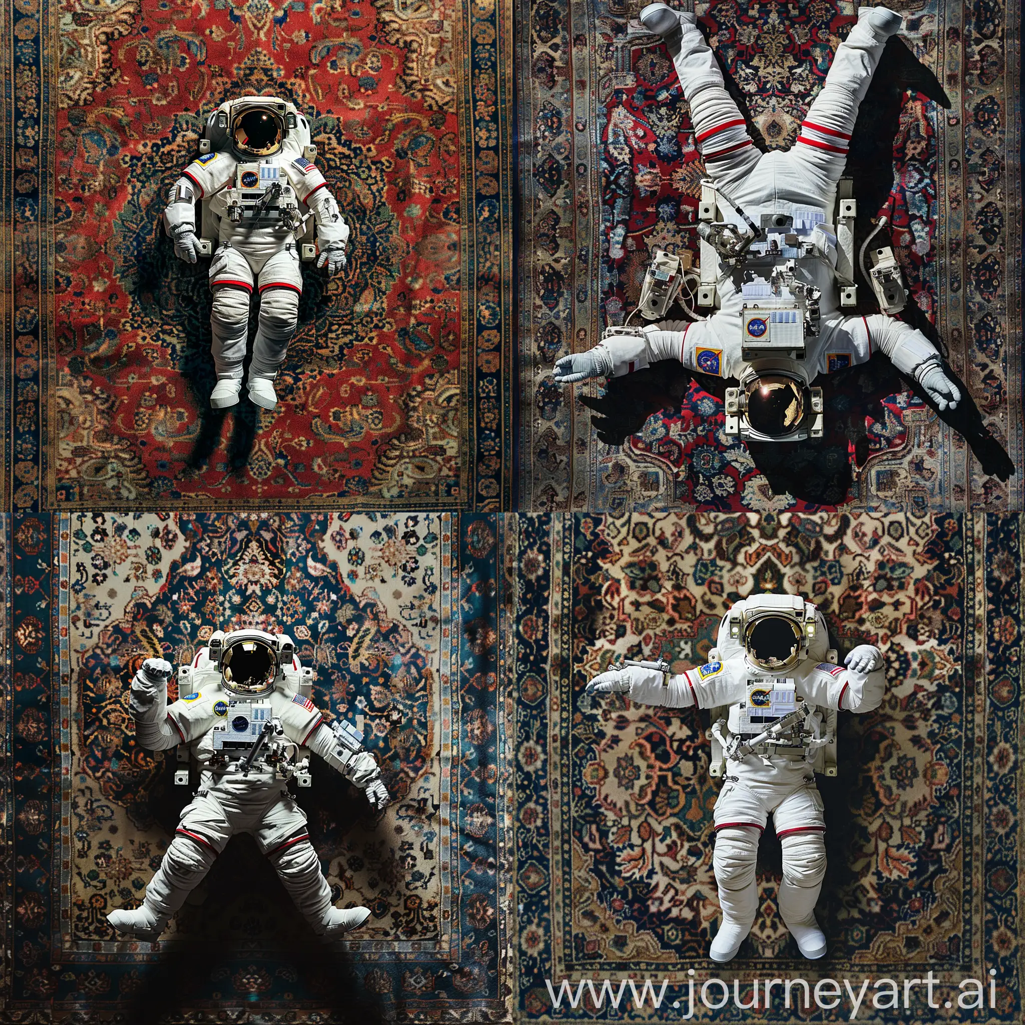 Astronaut-Relaxing-on-Persian-Rug-in-Space