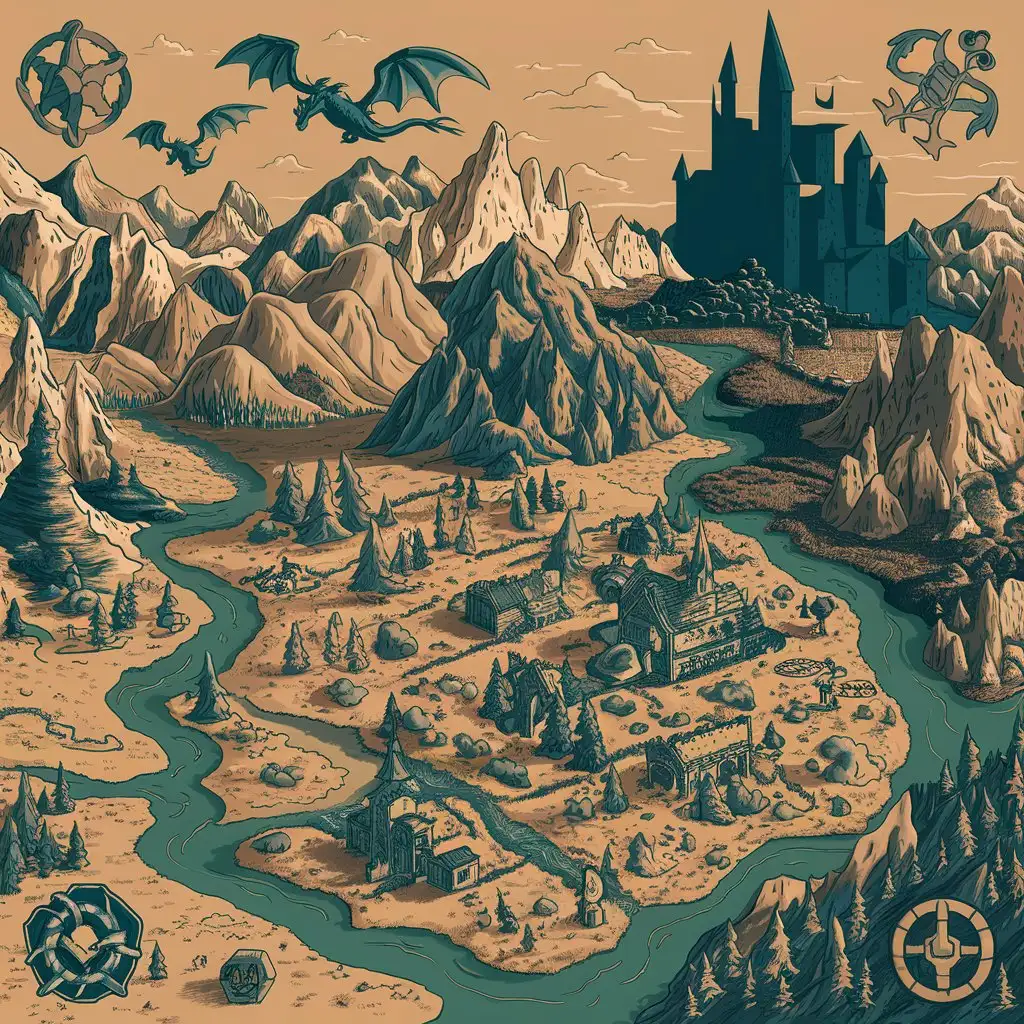Original RPG Map Inspired by Skyrim Style