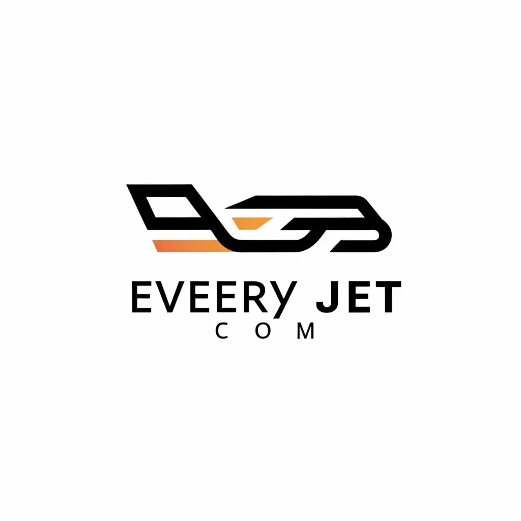 a logo design,with the text "EveryJet.com", main symbol:A stylized outline of a private jet with a luxurious feel on a clear background,Minimalistic,be used in Travel industry,clear background