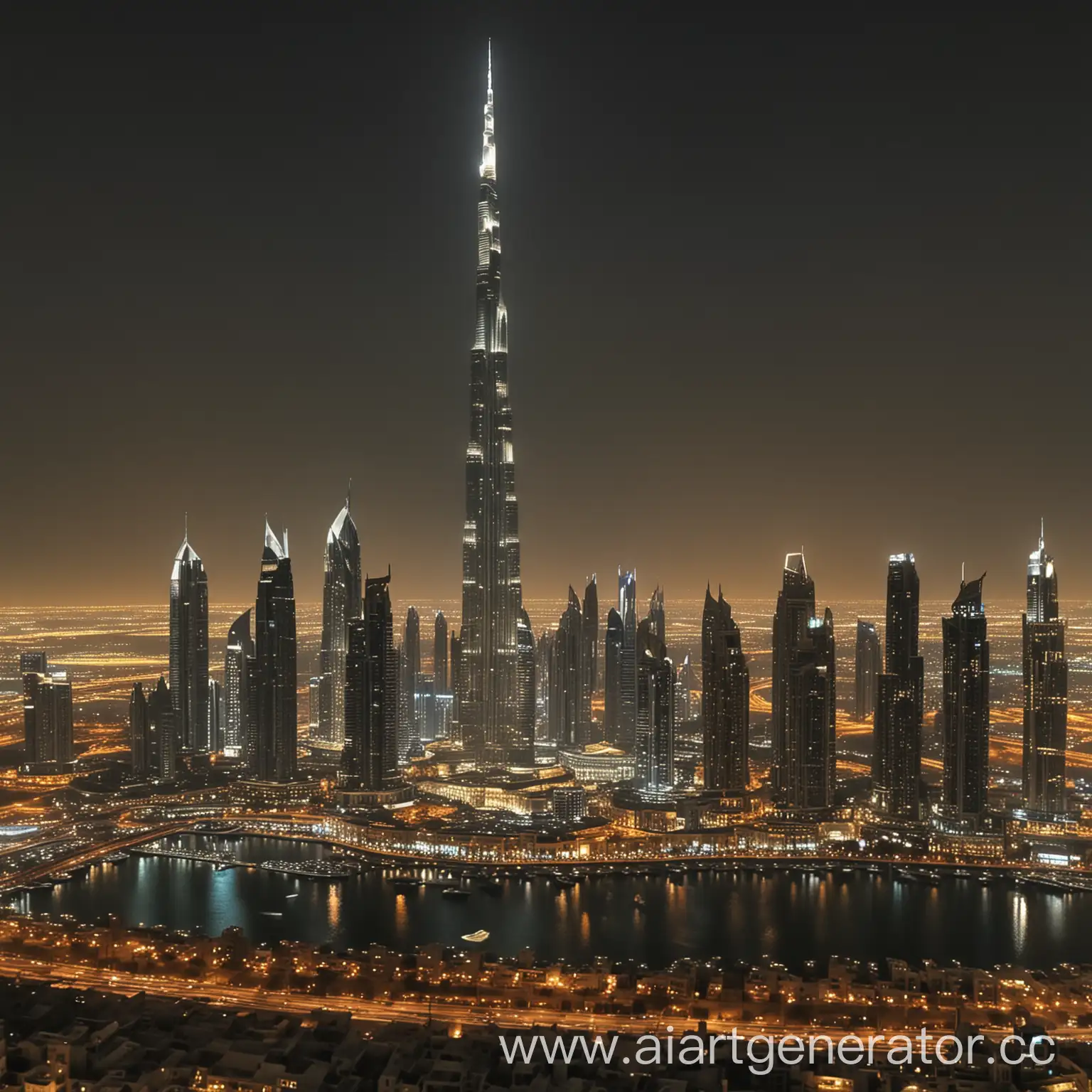 Evening-Dubai-Skyline-Illuminated-in-Golden-Lights