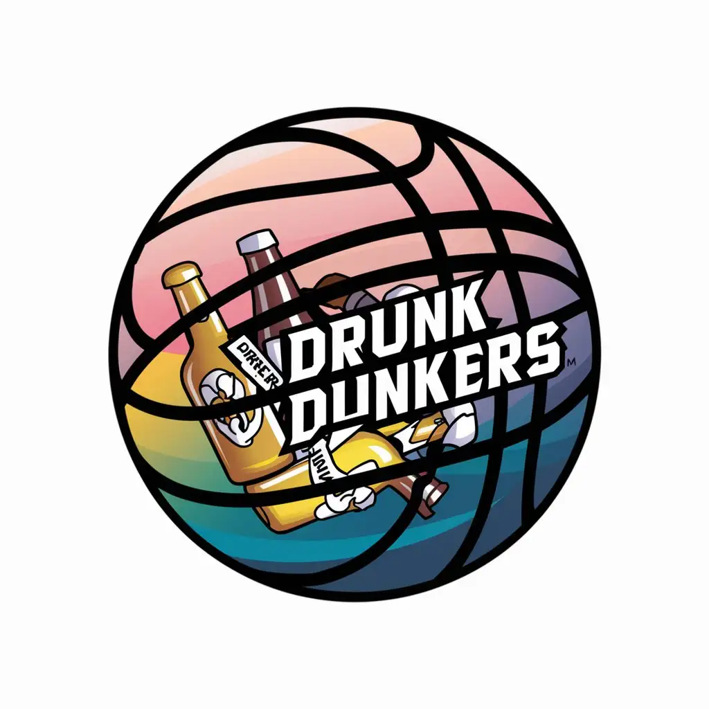 Basketball Team Logo Drunk Dunkers with Beer and Wine Basket