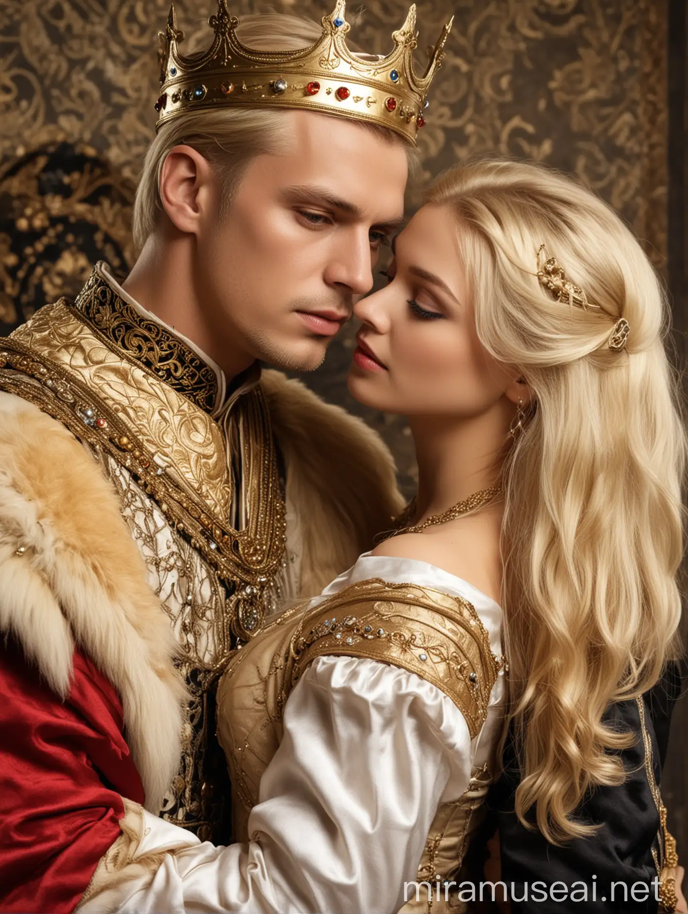 Royal Couple Young and Beautiful Blond King and Courtesan