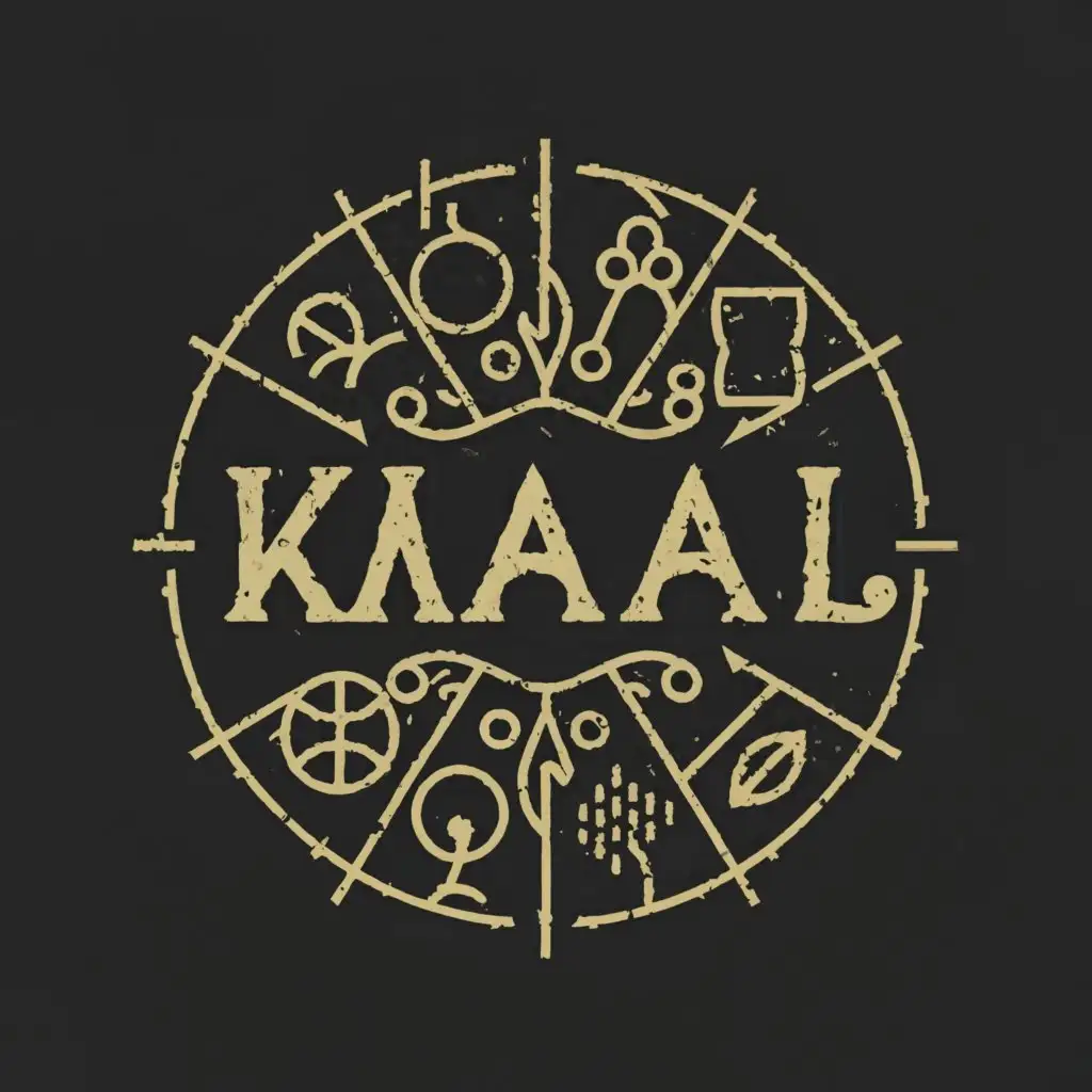 a logo design,with the text "Kaaal", main symbol:"Time," "epoch," "era," "occasion," "stages of life," "youth," etc. "Lifespan," "death," "causes of destruction," "timing of actions.",Moderate,clear background