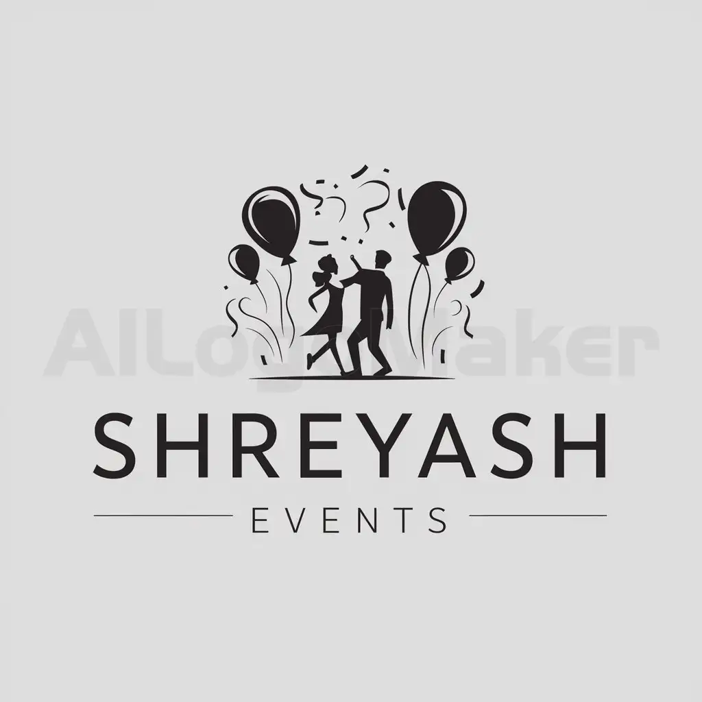 a logo design,with the text 'shreyash events', main symbol:parties and events,complex,be used in Events industry,clear background