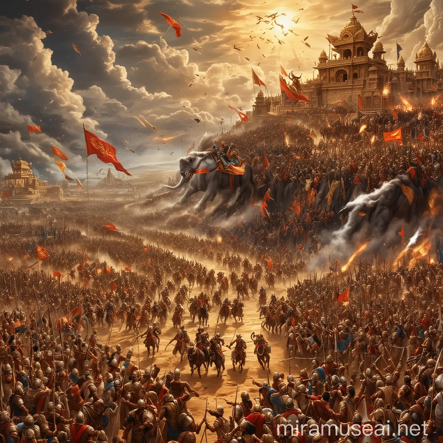Epic Battle Forces of Fantasy Clash in the Mahabharat with Karn
