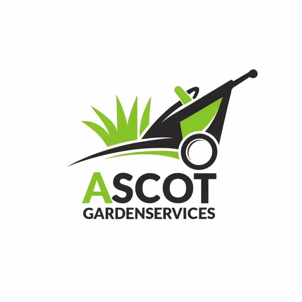 a logo design,with the text "Ascot Garden Services", main symbol:Mower lawn,Moderate,clear background